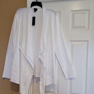 Worthington White Textured Knit Cardigan Sweater